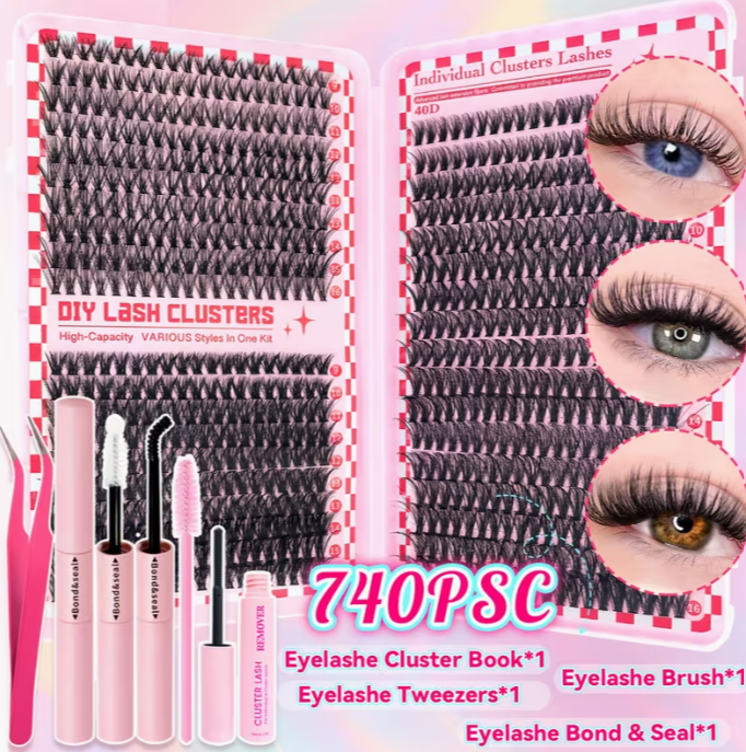 740pcs/280/200pcs False Eyelash Extension Kit with Bond And Seal