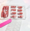 24-Piece Press-On Nails – Heart Bow French-Style Glossy Finish with Tools