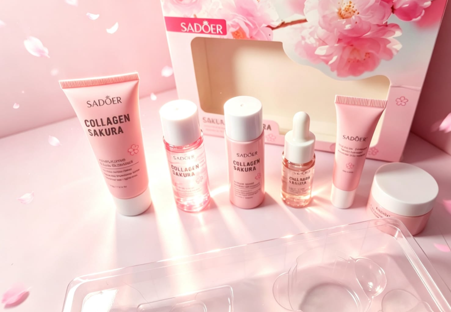 Collagen Sakura Hydrating Travel Set | 6-Piece Moisturizing Skincare Kit
