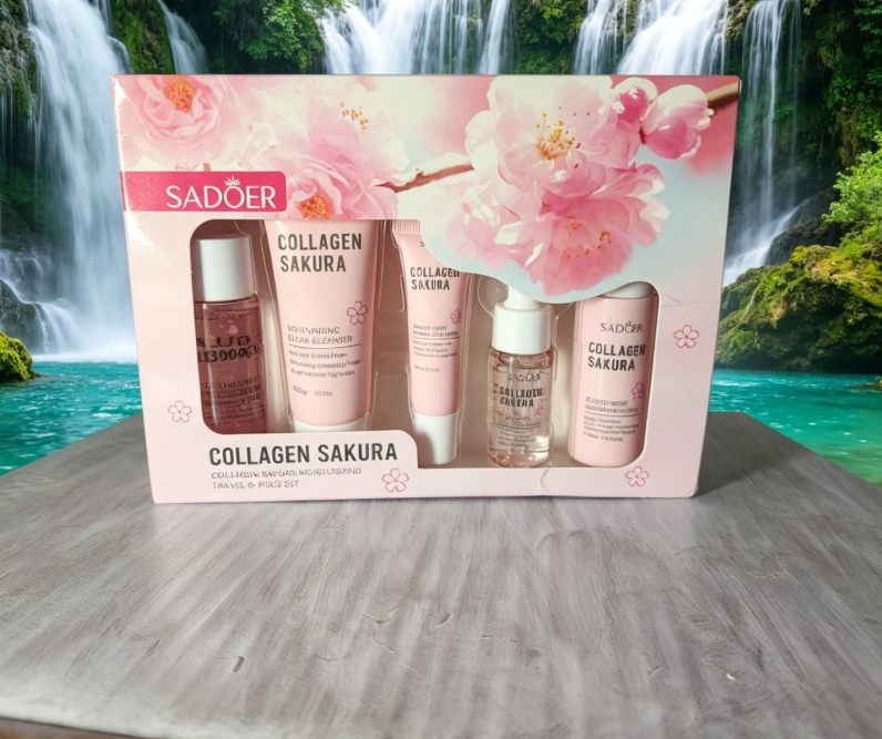Collagen Sakura Hydrating Travel Set | 6-Piece Moisturizing Skincare Kit